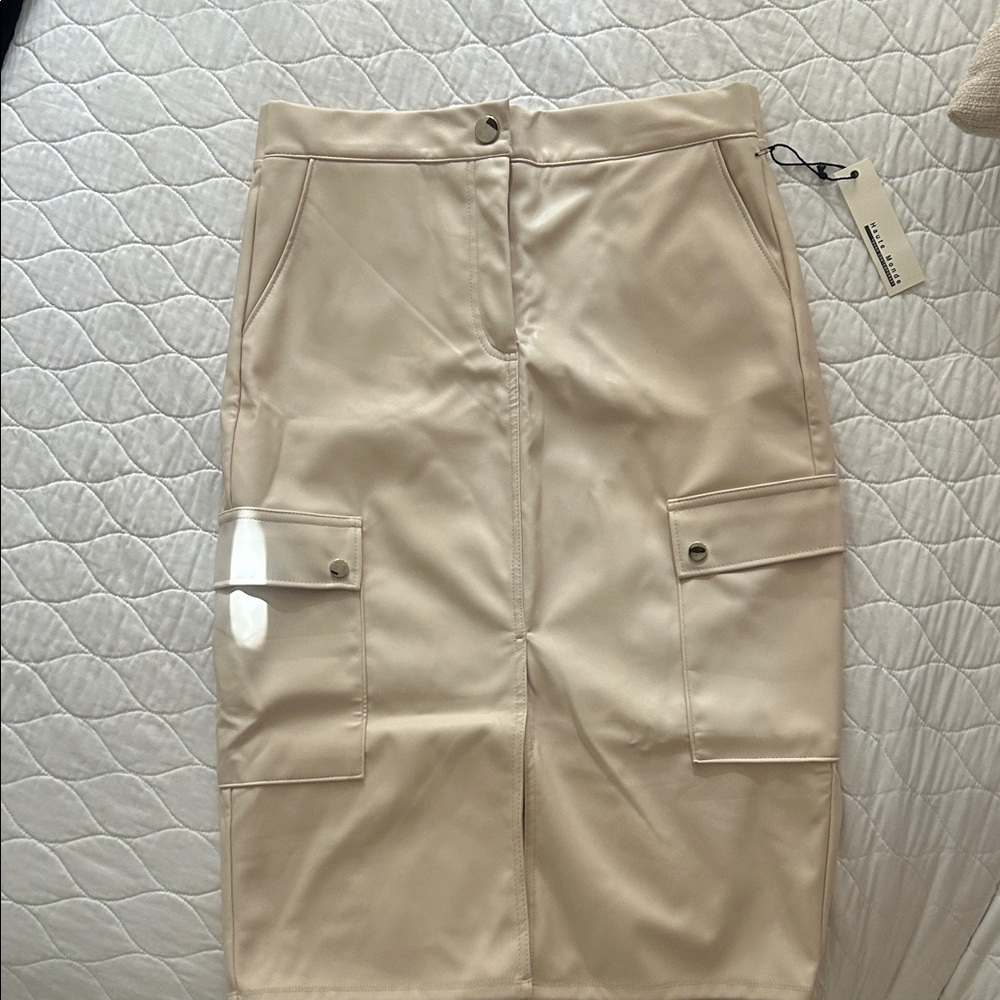 Sandro Tan Pencil Skirt with Pockets